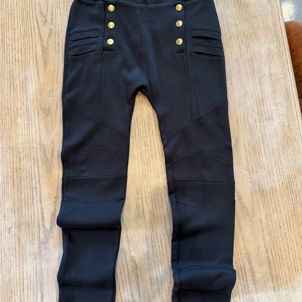 Pierre Balmain Black Pants with Gold Button Details